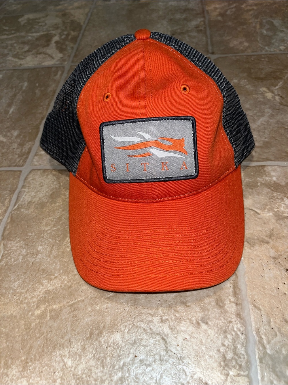 Sitka Orange and Black Mesh Back Trucker Cap